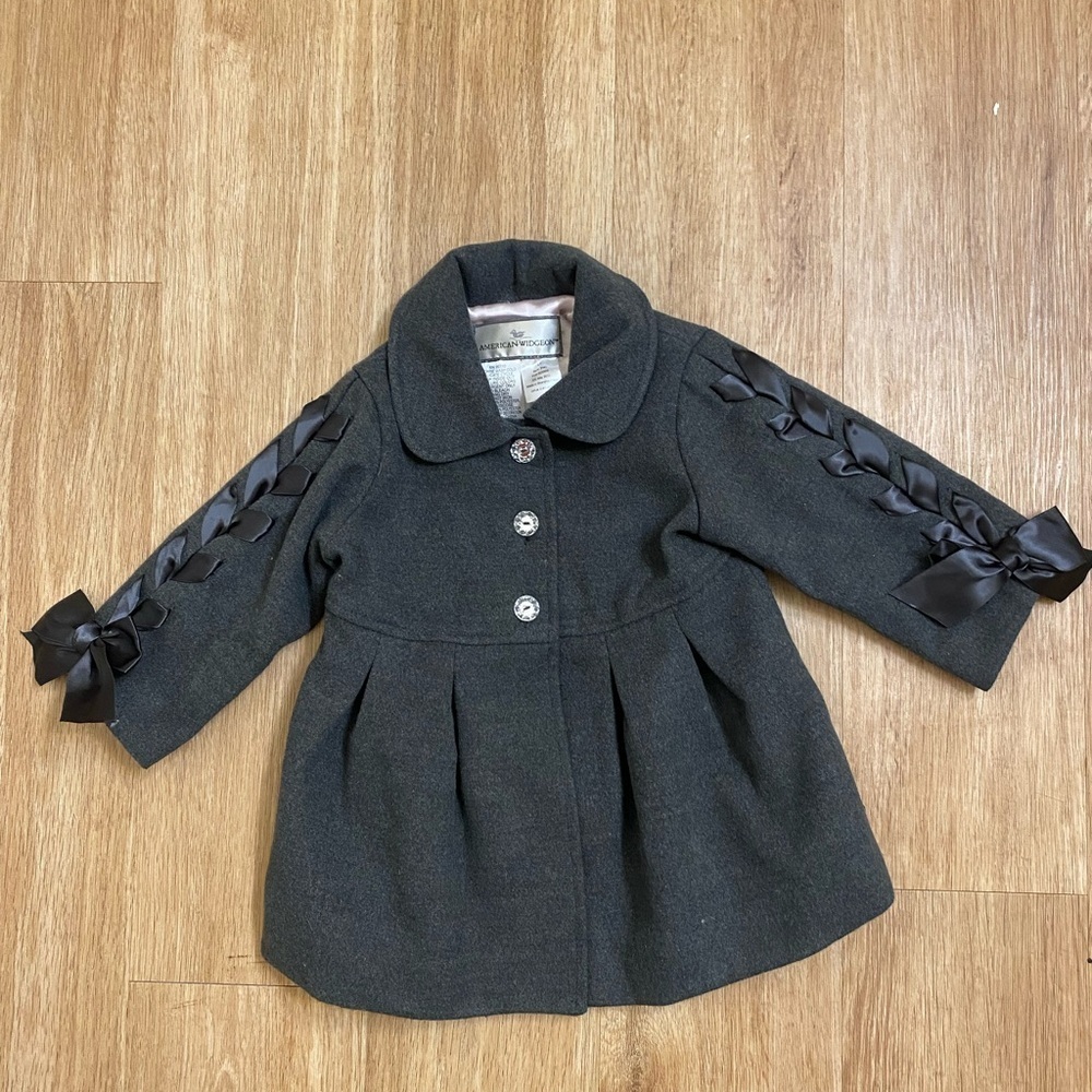 Elegant Kids Pea Coat with Ribbon Details